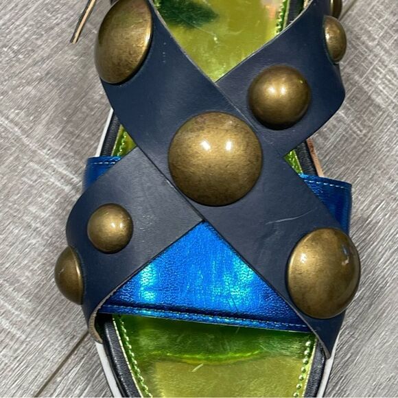 DIESEL Sandals Criss cross Chunky Studs Size 37 US7 Navy - Picture 10 of 15